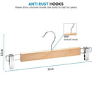 Wooden Skirt Hangers with Adjustable Clips (Pack of 10) Non-Slip Trouser Ha J4G8