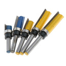 5 Pcs 1/4 Inch Shank Flush Trim Router Bit Set Top Bearing Milling Cutter Tool