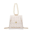 Pearls Clear Shoulder Handbags PVC Women Crossbody Top-handle Bags (White)