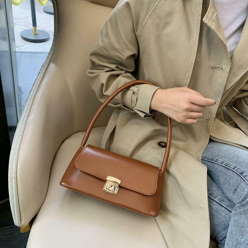 Classic Women Handbag PU Leather Shoulder Bag Shopping Totes (Light Brown) A