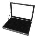 Jewelry Display Showcase with Transparent Glass Cover Black