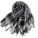 Unisex Scarf Cotton Lightweight Plaid Tassel Arab Desert Shemagh,Black X9Z8