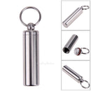 Waterproof Stainless Steel Medicine Pill Container Holder Box Bottle Key Chain