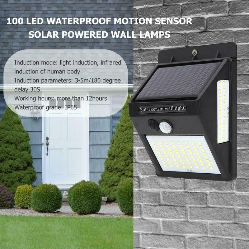 3pcs 100LED Solar Power Motion Sensor Wall Light Outdoor Garden Yard Lamp A