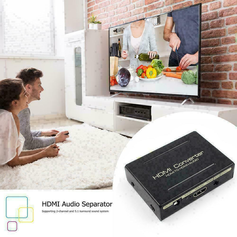 1080P Audio Extractor Splitter HDMI & L/R Phono and optical H7V9 SPDIF/TOSL Z3Q6