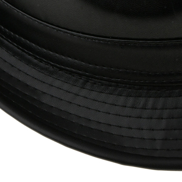 Retro Faux Leather Mens Fedora Trilby Hat Gentleman Winter Church Panama Cap