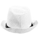 Women Men Fedora Trilby Cap grass Style Packable Travel Sun Summer Hat, Whi