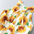 Summer Flower Girl Dress Sunflower Print Sleeveless Backless Floral Dress C H3H9