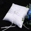 Beautiful Rose Flower Satin Ribbon Ring Pillow Cushion for Wedding 20 x 20cm