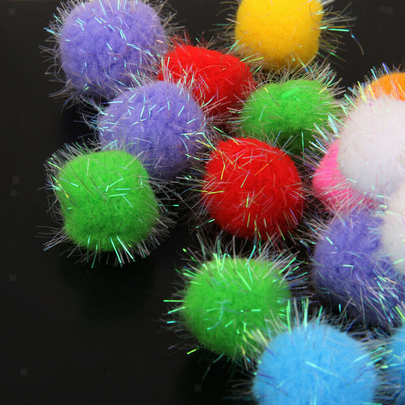 24PCS Mixed Colours Glitzy Fluffy PomPom Balls DIY Craft 30mm