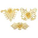 3pcs Metal Filigree Butterfly Peacock Charms Pendants Hair Jewelry Findings