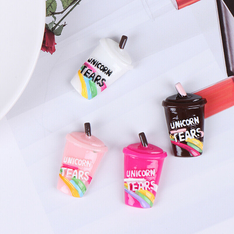 10pcs Rainbow Coffee Cup Polymer Charms Modeling Clay DIY Kit Box `3C