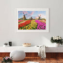 5D DIY Picture Kit Windmill Flower Field Full Round Drill Diamond Painting