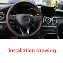 Universal Real Leather DIY Car Steering Wheel Cover Auto Protection Needle 38cm