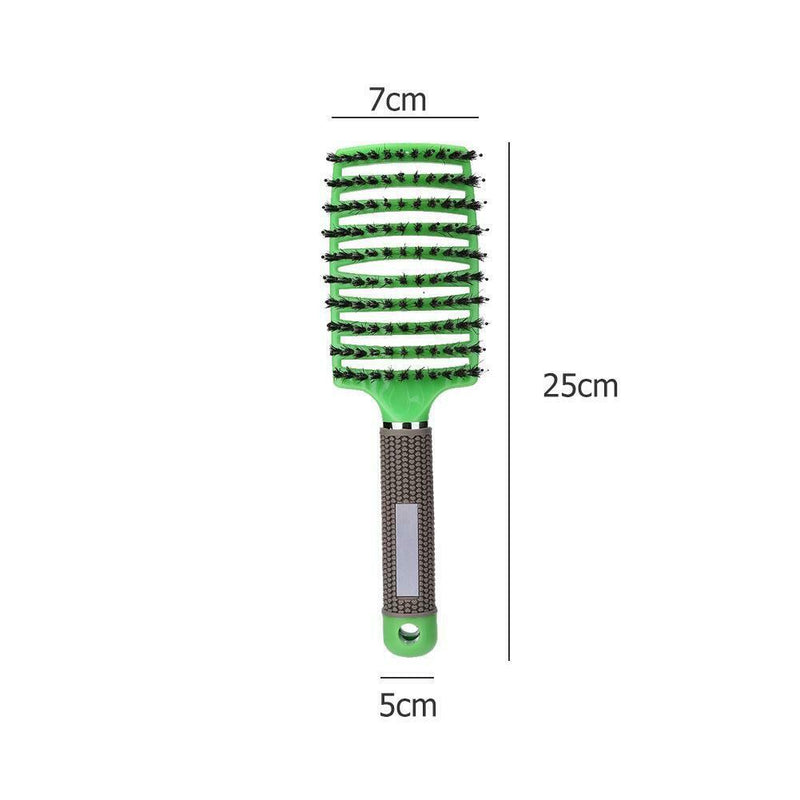 Scalp Massage Bristle Hair Comb Curly Straight Anti Static Hairbrush (Green