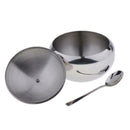 Mirror Finish Stainless Sugar Bowl w/Lid & Spoon for Home Kitchen Dome Shape