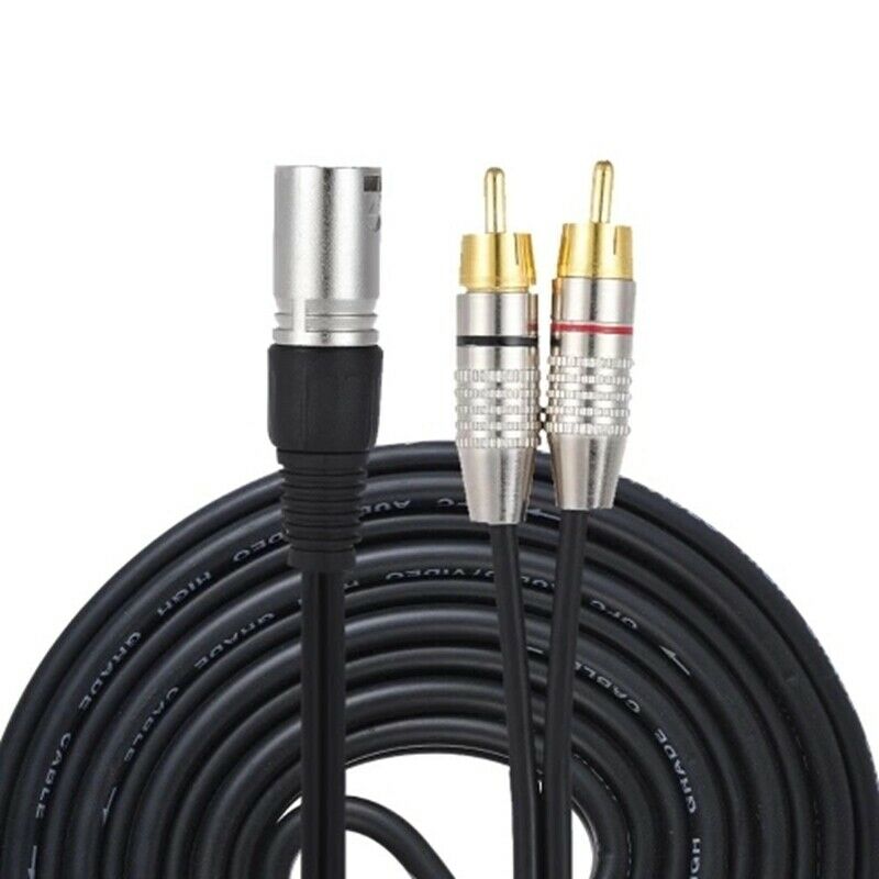 1 XLR Male to 2 RCA Male Plug Stereo Audio Cable Connector Y Splitter Wire  M1Q5