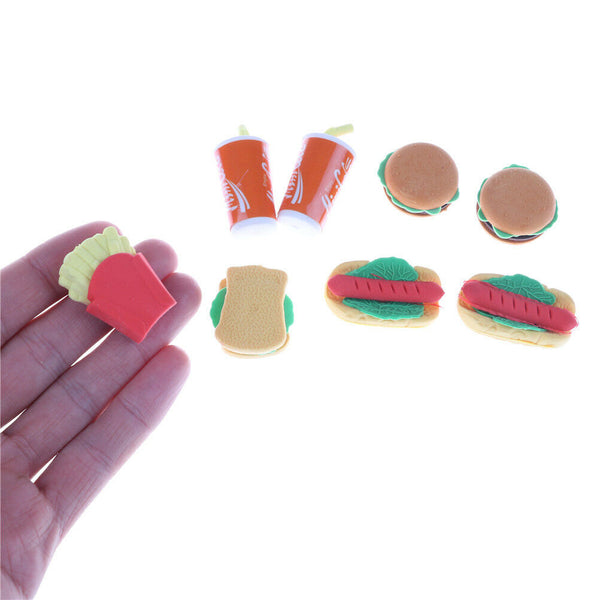 8PCS Plastic Children Kids Hamburger Chips Cola Food Pretend Role Play Set JR