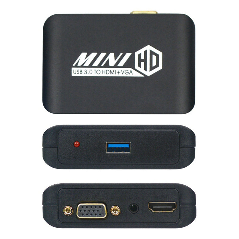 Full HD 1080P USB 3.0 to HDMI + VGA Adapter Converter Dual Display Output