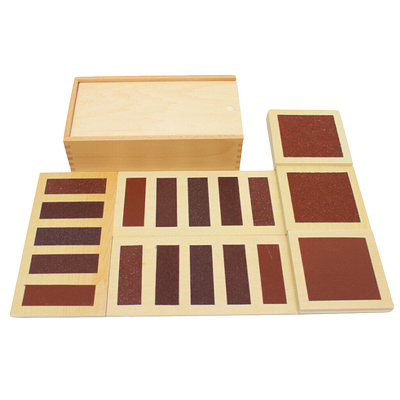 Wooden Montessori rial Material - Rough and Smooth Touch Tactile Boards in Box