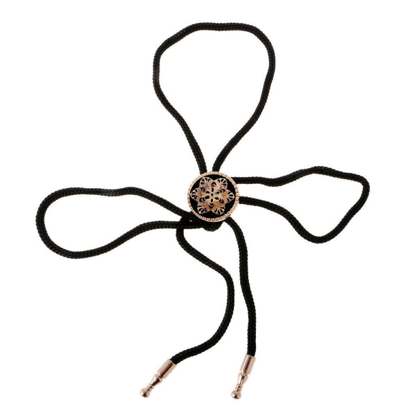 Western Cowboy Bolo Tie Men's Flower Round Pendant Suit Poirot Bolo Tie Gift