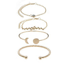4Pcs/Set Women Bohemian Crystal Bracelet Leaf Moon Handmade Alloy Bangle Jewe OZ