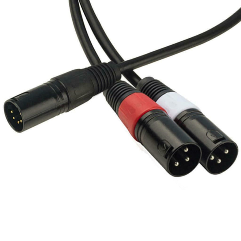 5 Pin Male To Dual 3 Pin Female XLR Audio Microphone Mic Stereo Cable