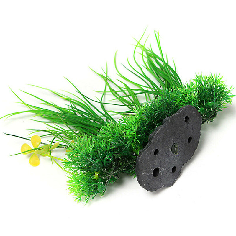8" Green Artificial Plastic Plant Water Grass Aquarium Decor Fish Tank