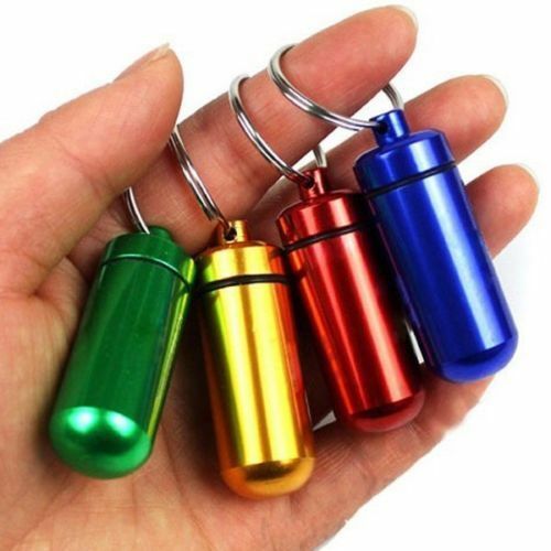 Portable Small Aluminum Waterproof Pill Bottle Cache Drug Container Keychain  Gw