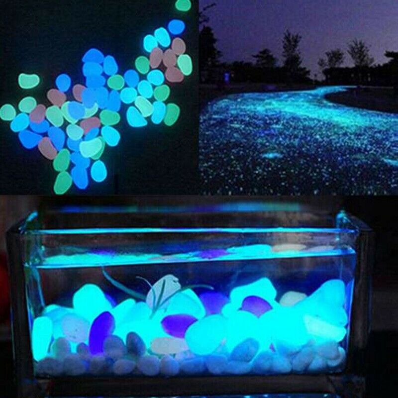 500Pcs in Dark Garden Glowing Pebbles for Walkway Aquarium Fish Tank Decora
