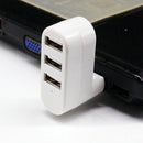 180 Degree Rotate USB 2.0 HUB Mini 3 Ports Splitter Hub Adapter White