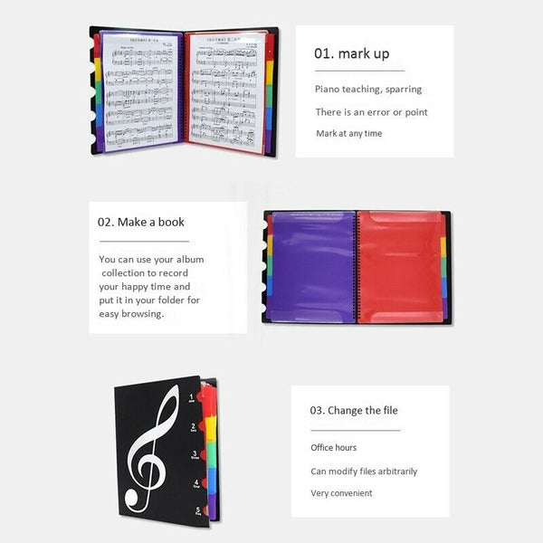 Music Themed Folder Holder Writable Musicians Treble Clef Sheets Piano Choi