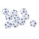 10pcs 16 Sided D16 14mm Acrylic Opaque Dice for Role Playing Game RPG White