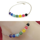 Fashion Jewelry Seven Chakra 7 Colors Crystal Agate Jade Bead Metal Ankletgt MO