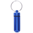 Royal Blue Aluminum Pill Tablet Case Box Cylinder Holder w Keyring A8T2