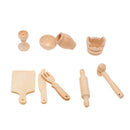 9 Pieces/Shapes Wooden Kitchen Tools Utensils Sets, Pretend Play Kitchen Kits
