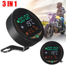 3-in-1 Motorcycle Electronic LED Digital Thermometer Voltmeter Time Temp Gauge