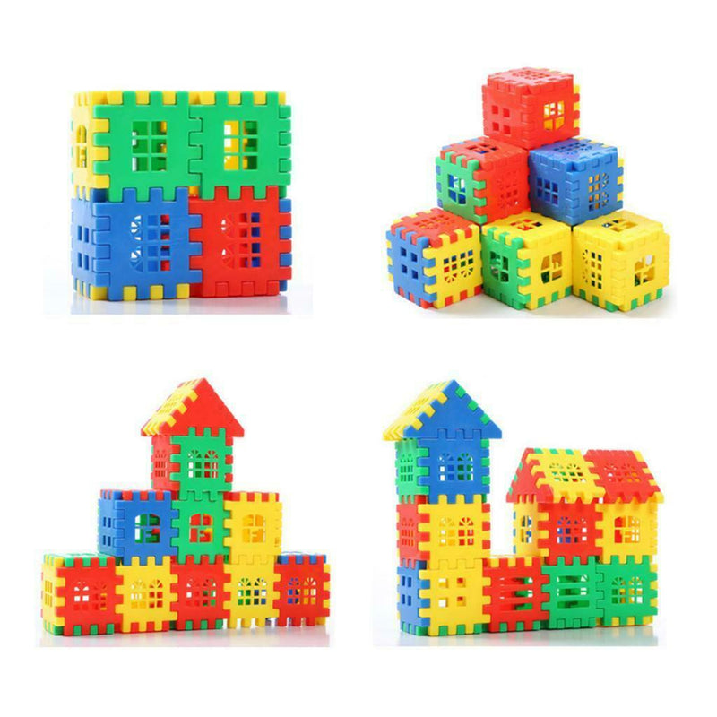 ABS Plastic House Building Bricks Stacking Blocks Set - 66 Pieces with Storage