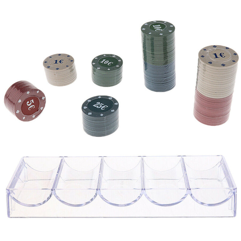 Acrylic Poker Chip Tray Storage Case Container and Poker Chips Set - 100 Chips