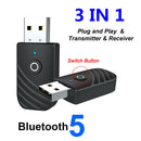 USB Bluetooth 5.0 Receiver Adapter 3.5mm Jack AUX For TV PC Car AUX Speaker
