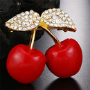 Enamel Rhinestone Crystal Red Cherry Brooch Pin Banquet FruitsSuitsPin/JewelryJ3