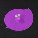 Leaf Shape Silicone Cup Cover Heat Resistant Cap Leakproof Cup Lid (Purple) A