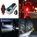 Black Bicycle Headlight LED Rechargeable Bike Light Rear Light