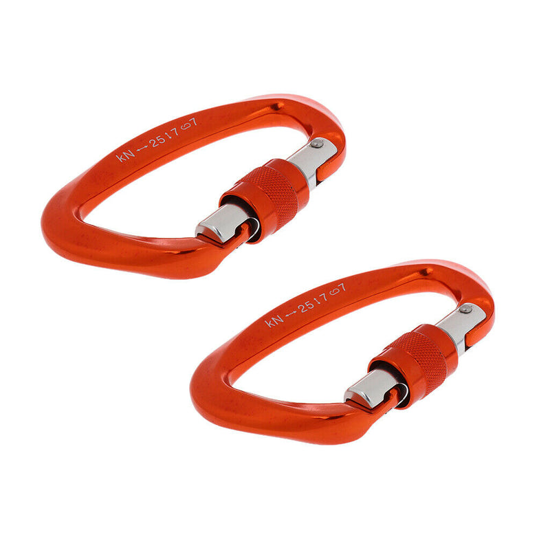 2x 25KN Auto Locking Carabiners Aluminum Lightweight D-Ring Outdoor Buckle for