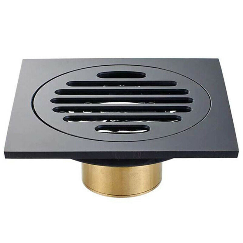 4 Inch Square Shower Drain with Removable Cover Grate, Brass Anti Clogging  S4O7