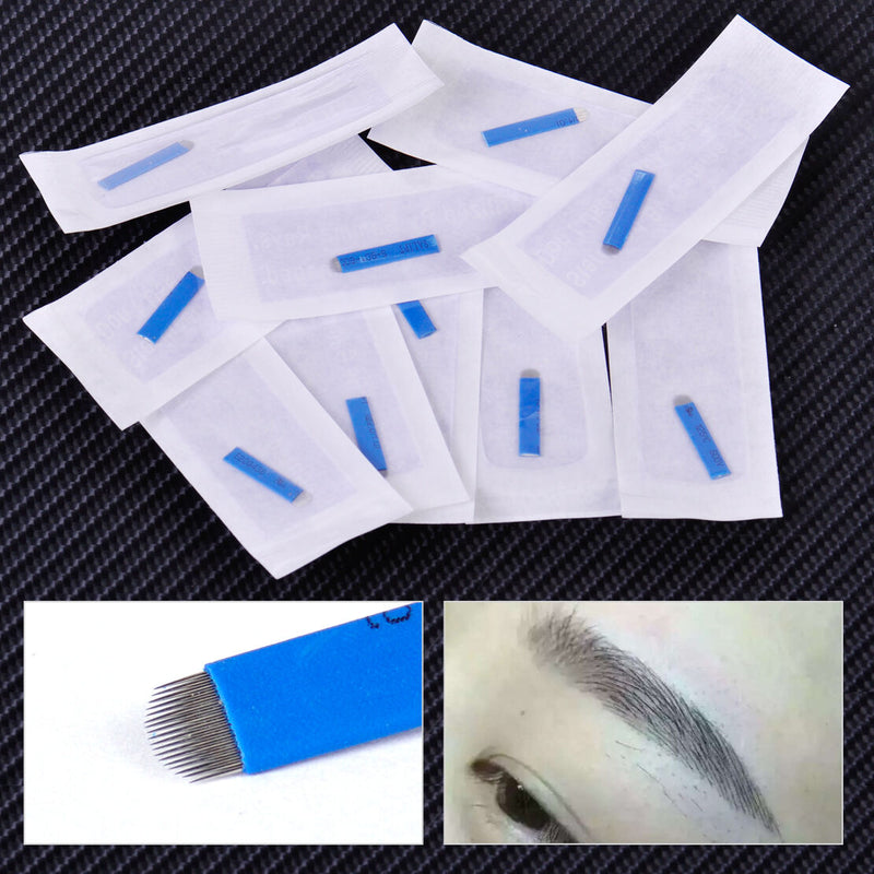 10pcs 18Pin U Shape Eyebrow Blade Permanent Makeup Manual Tattoo Needles Sharped