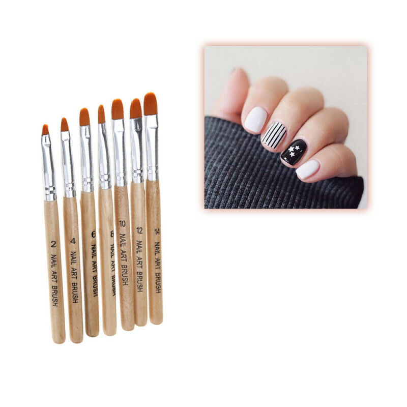 7pcs Nail Art Gel Tips Extension Builder Brush Pen Tool Kit pro / Home Use