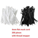 200 Count Elastic Cord String with Adjustable Thread Buckle for DIY Face Masks