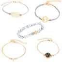 5pcs/set Map Turtle Heart Hand Chain Women Turquoise Beads Bracelet Jewelry