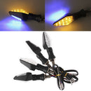 12LED Amber+Blue Motorcycle Turn Signal Indicator Light Blinker Universal JR BX